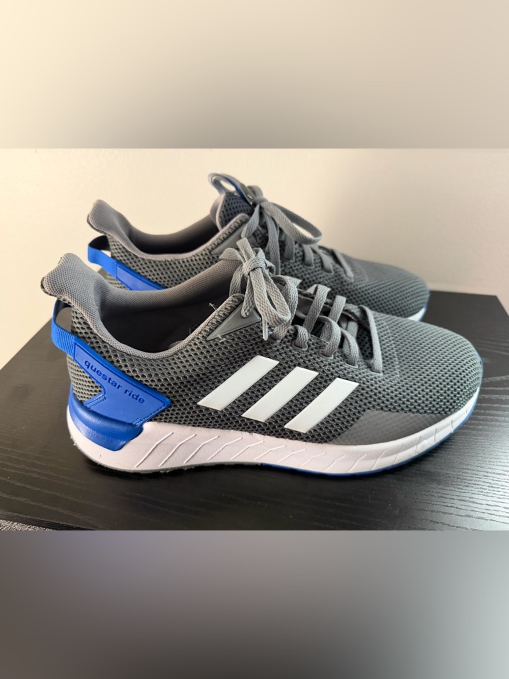 adidas Gray and Blue Mesh Athletic Sneakers